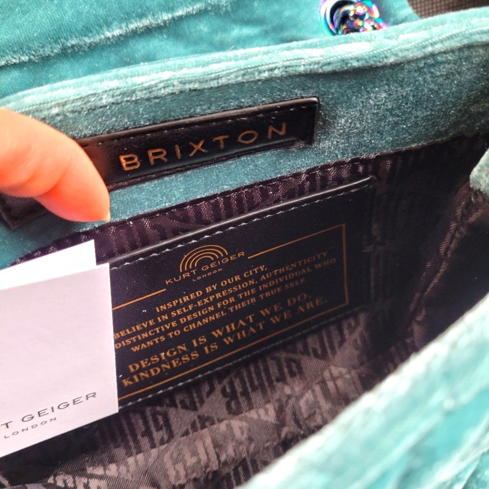🔥LAST 1🔥NWT KURT GEIGER CRYSTAL QUILTED VELVET CONVERTIBLE BAG - Picture 7 of 13